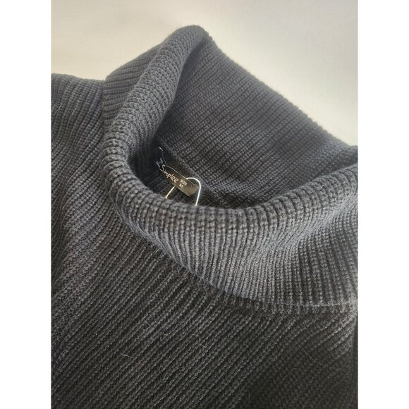 Simplee Women Black Ribbed Knit Turtleneck Oversized Cozy Sweater Size M - Picture 4 of 7